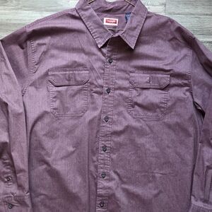 Wrangler Men's Casual Burgundy Button-Down Shirt